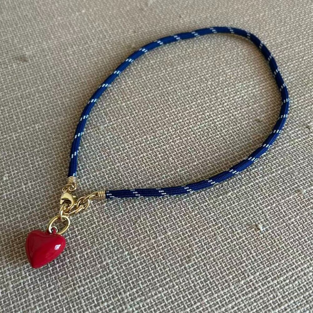 Roxanne Assoulin The Happy Cord Charm Necklace Navy/Red - Picture 3 of 4